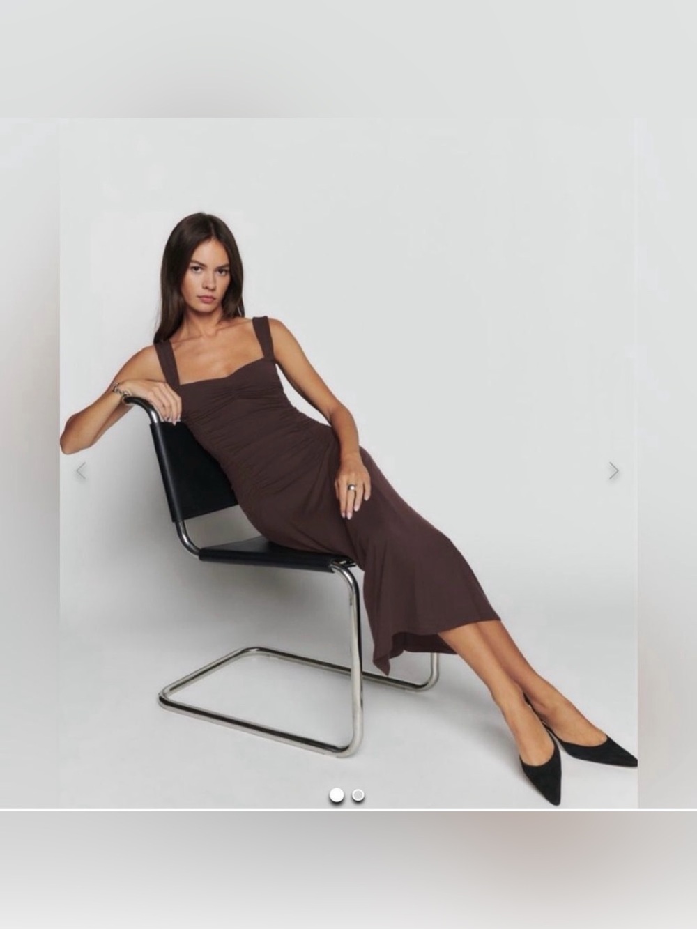 REFORMATION Suvi Midi Dress in Mole